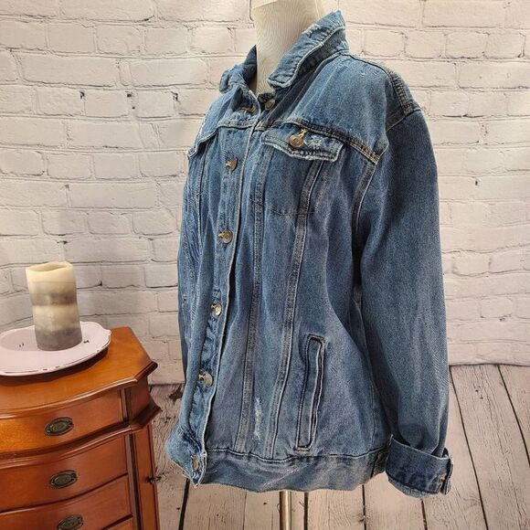 UNBRANDED Long Sleeve Distressed Jean Denim Jacket - Picture 9 of 12